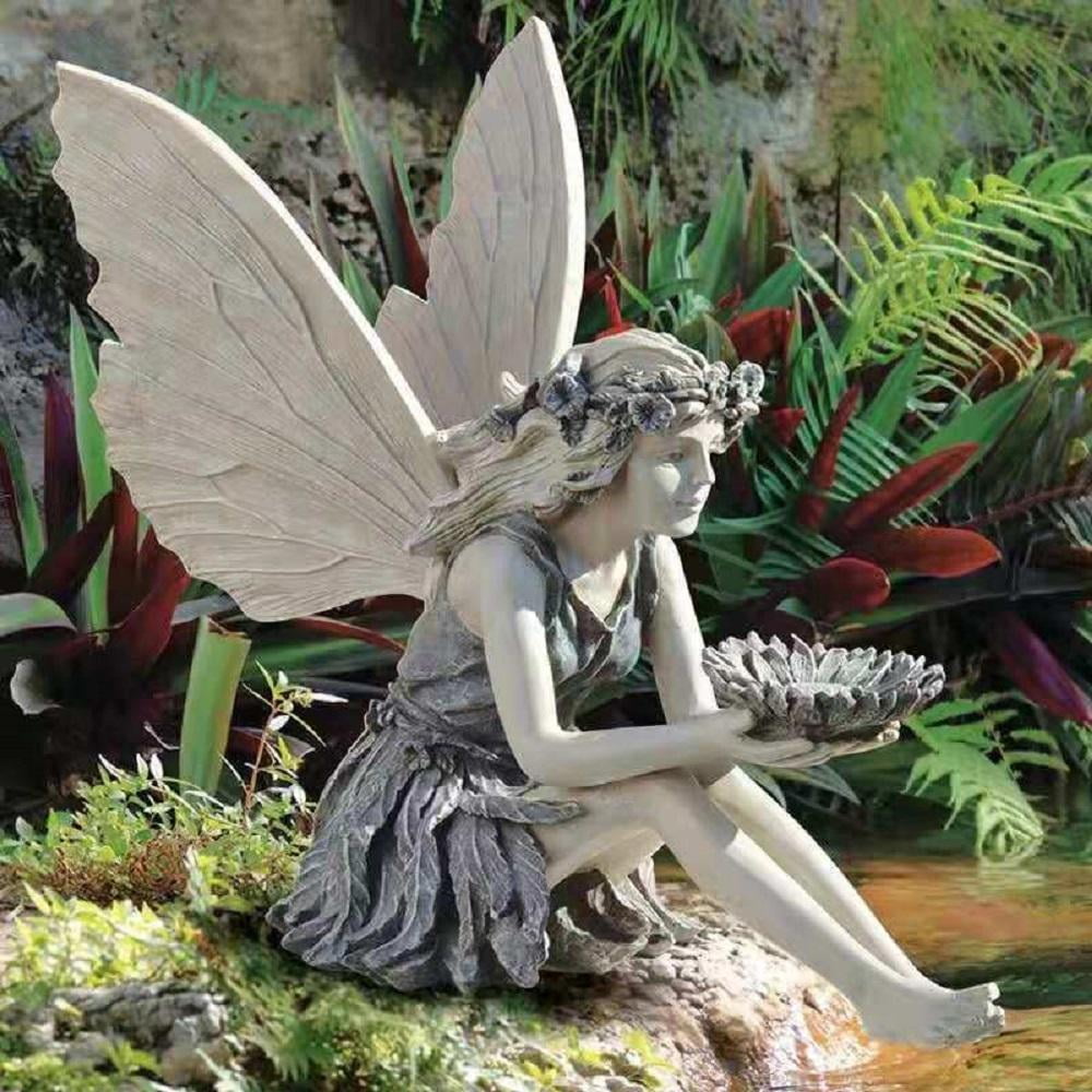 Garden Ornament Fairy Angel Statue Solar Spotlights Gift Outdoor indoor 