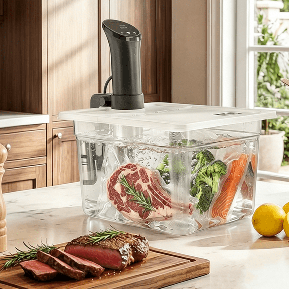 Everie 12 Quart Sous Vide Container with Collapsible Hinged Lid - Compatible with Most Anova Precision Sous Vide Cookers Diameter Less than 62mm (EVC-NANO)