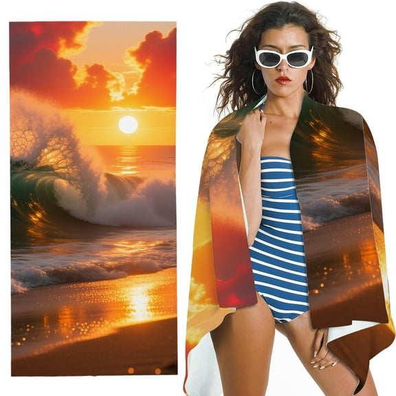 RKSupls Sunset Ocean Beach Pictures Quick Dry Sand-Free Large Pool Beach Towel for Travel Camping
- Ultra-Soft Microfiber , for Bathroom,Beach, Soft Super Absorbent- 30x60 in