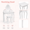 thumbnail image 4 of Zimtown Kids Vanity Princess Dressing Table and Stool Set with Mirror,White, 4 of 8