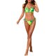 thumbnail image 2 of Conjunto de bikini triangular floral sin mangas para mujer INSPIRE CHIC de 3 piezas, traje de baño con cubierta de manga larga y vestido arrugado de malla, color amarillo y verde, talla X-Large, 2 of 6