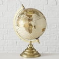 thumbnail image 5 of Explorers Globe, Incised Details, Ivory, Beige With Gold Accents, Mapped with Locations, Longitudes and Latitudes, Resin, Crescent Stand Mounted, Circular Gallery Base, 12.2 Inches Tall, 5 of 6