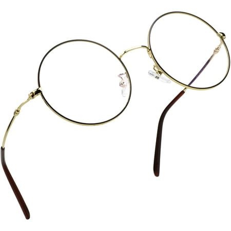LifeArt Blue Light Blocking Glasses, Anti Eyestrain, Computer Reading Glasses, Gaming Glasses, TV Glasses for Women Men, Stylish Unisex Alloy Round Frame (Golden Black Steel, +2.00 Magnification)