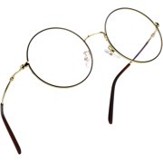 LifeArt Blue Light Blocking Glasses, Anti Eyestrain, Computer Reading Glasses, Gaming Glasses, TV Glasses for Women Men, Stylish Unisex Alloy Round Frame (Golden Black Steel, +2.00 Magnification)
