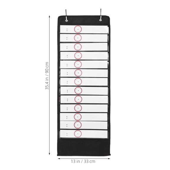 HONMEET Classroom Pocket Chart with Dry Erase Cards, Black Oxford Fabric Schedule Organizer for Teacher and Student Learning