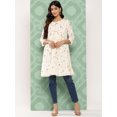 thumbnail image 3 of Janasya Women's Off White Cambric Cotton Botanical Print Flared Tunic, 3 of 6