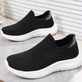 thumbnail image 5 of HTHLVMD Men's Knit Mesh Slip-Ons, No-Lace Comfort Sneakers, Lightweight Walking Shoes, Women's Walking Shoes Slip On Sneakers Comfort Lightweight Non Slip Workout Gym Nurse Shoes, Black 7, 5 of 7
