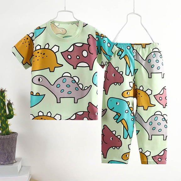 LIBRCLO Toddler Clothes Size 2 Years Short Sleeve Graphic T Shirts and Pants Outfit Sets Summer Thin Boys Clothes