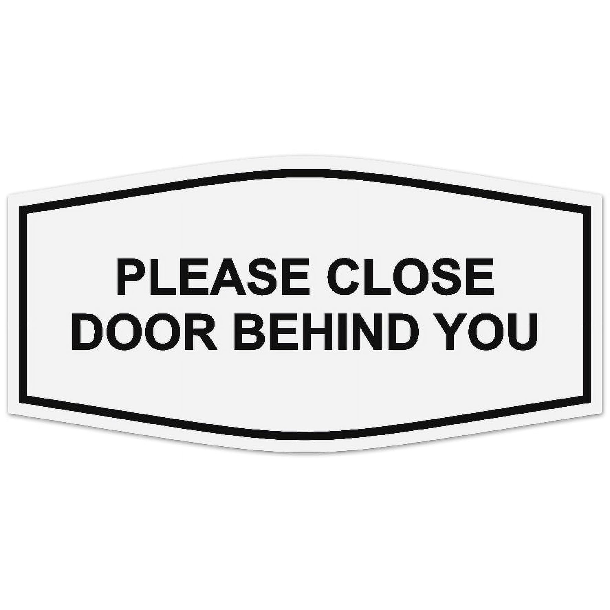 Signs ByLITA Fancy Please Close Door Behind You Sign - Laser-Engraved Lettering | Durable ABS Plastic | Vibrant Colors | Powerful Foam Tape (White) - Medium
