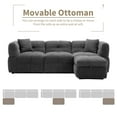 thumbnail image 3 of Miekor Furniture 87.7" Sectional Sofa Cozy Teddy Fleece Fabric Sectional Sofa Couch with Two USB Ports a Movable Storage Ottoman and Two Lumbar Pillows for Living Room, Gray W5UAAE, 3 of 9