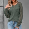 thumbnail image 5 of SUNBS Womens Tops Hollow-Out Lace Crewneck Blouses Fashion Casual Long Sleeve Shirts, 5 of 8