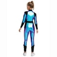 thumbnail image 4 of iiniim Girls Alien Robot Dance Outfit Metallic Long Sleeve Zip Neck Jumpsuit Blue 8, 4 of 7