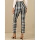 thumbnail image 4 of Pantalones de Tobillo Allegra K A Cuadros Para Mujer Verde XL, 4 of 5