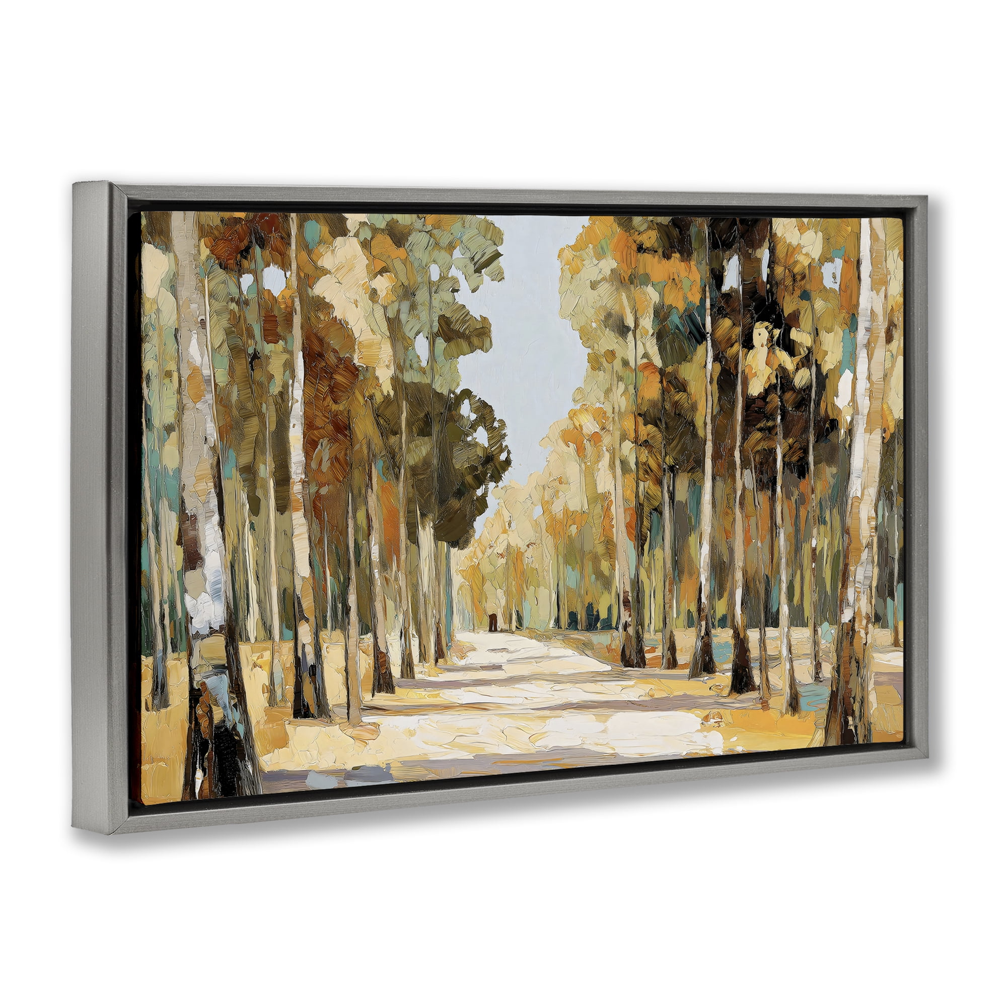 Stupell Industries Modern Impressionist Fall Forest Gray Framed Floater Canvas Wall Art, design by Gina Kelly