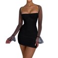 thumbnail image 1 of Vestido Mini vestido ajustado Vestido de manga larga para mujer Vestido de noche ajustado Kuymtek Negro T S para Mujer, 1 of 8