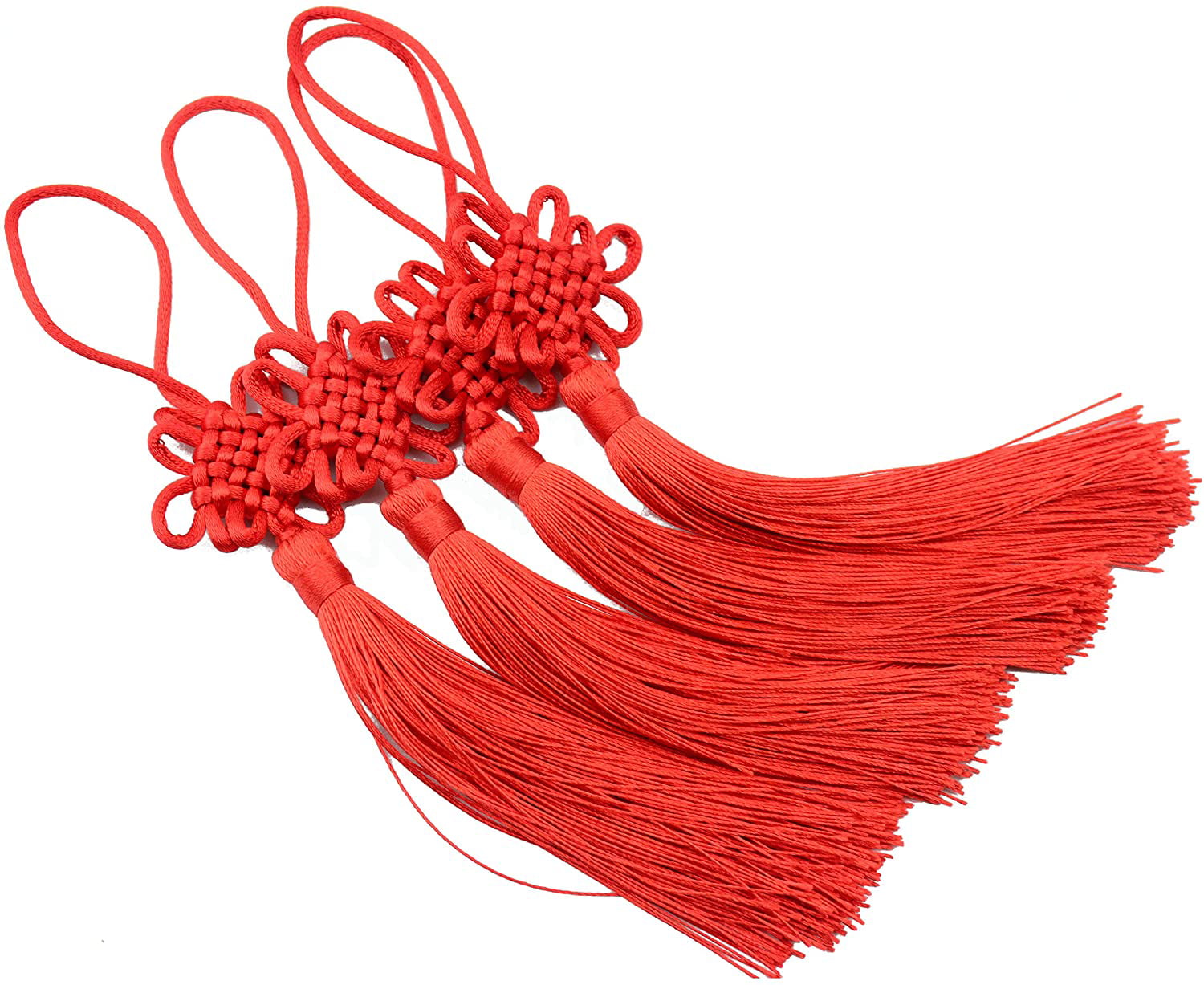 DIY Craft Mixed1 10pcs 8.5 Inch Handmade Silky Floss Chinese Tassel with Satin Silk Made Chinese Knots for Door and Car Handing Decoration 