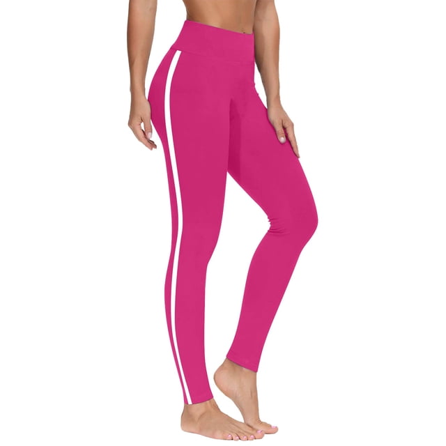 Collants de Sport Taille Haute Rose Vif pour Femmes Été Automne Color Block Tunique Amincissante