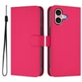 thumbnail image 5 of Wallet Case Compatible for iPhone 16, PU Leather Magnetic Closure Protective Flip Folio Case with 3 Card Holder and Wrist Strap Cover Women Men,Rose Red,For iPhone 16, 5 of 7