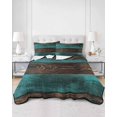 thumbnail image 3 of Teal Brown Wood Queen Size Down Alternative Comforter, Lightweight Comforter Quilt Bedding Set with Pillow Shams Vintage Simple Chic Board All Seasons Bed Comforter Duvet Insert 90"x96", 3 of 7