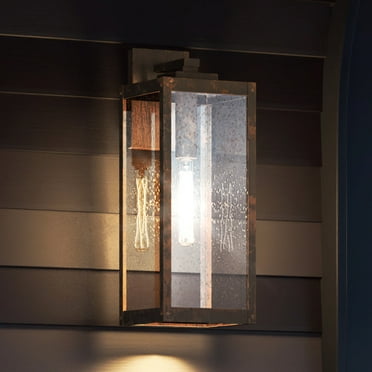 Luxury Modern Farmhouse Outdoor Wall Sconce, 20.00''H x 7.00''W, with Casual Style Elements, Transitional Design, Bygone Bronze Finish and Clear Seeded Glass, UQL1634
