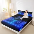 thumbnail image 4 of Manfei Boys Basketball Bed Sheets, Teens Sports King Sheets, Blue Gradient Basketball Court Sheet Set, Breathable Home Decor 4-Piece, 4 of 7
