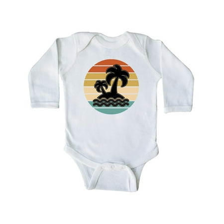 

Inktastic Retro Sunset Palm Trees Tropical Vacation Gift Baby Boy or Baby Girl Long Sleeve Bodysuit