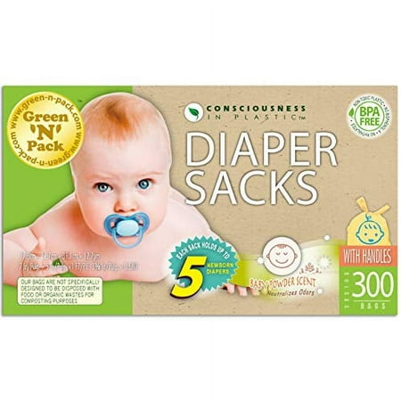 Eco-friendly Bags Green N Pack Diaper Sacks - Baby Powder Scented - 300 Bags - 1 Count