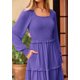 thumbnail image 5 of Vestido PRETTYGARDEN Otoño Maxi Manga Larga Fruncido con Escote Cuadrado, 5 of 8