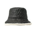 thumbnail image 4 of Clearance! Baberdicy Womens Solid Color Thickened Shiny Edge Winter Thermal Windproof Bucket Fisherman Hat for Women for Girls Black, 4 of 4