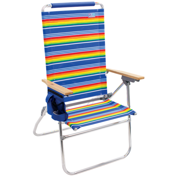 RIO Beach Hi-Boy Aluminum Beach Chair, Multicolor Stripe, Adjustable