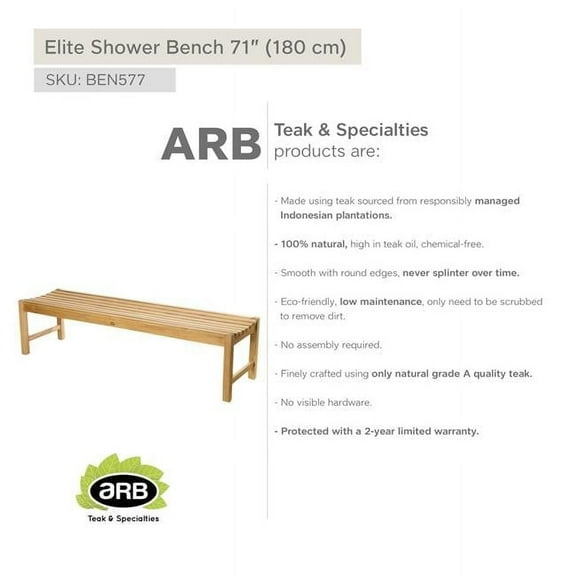 ARB TEAK & SPECIALTIES BEN526 Teak Bench Elite 71' (180 cm)