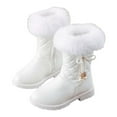 thumbnail image 2 of Aboser Kids Big Girls Winter Warm Boots Non Slip Snow Booties Fashion Low Calf Shoes Faux Fur Lined Boots Toddler Girl Leather Boots, 2 of 8