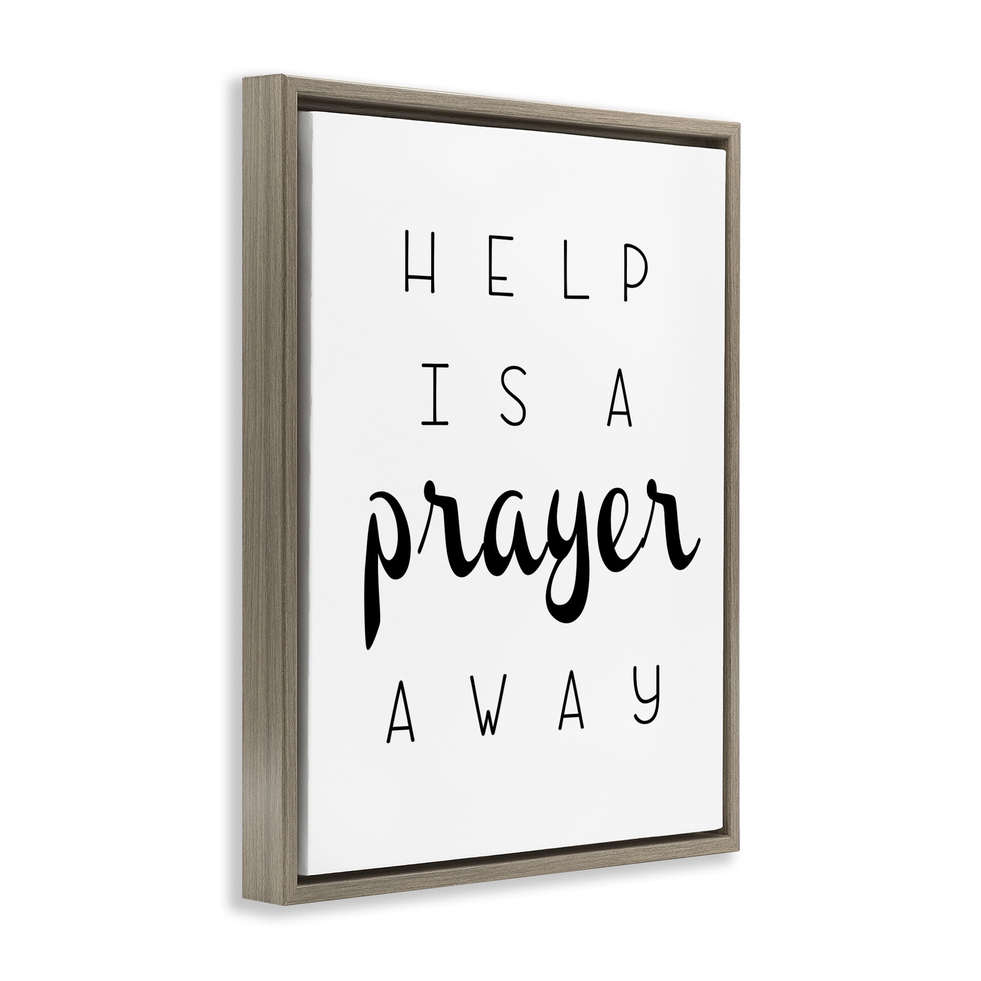 Stupell Industries A Prayer Away Sentiment Religious & Spiritual Painting Brown Floater Framed Canvas Art Print Wall Art, 25 x 31
