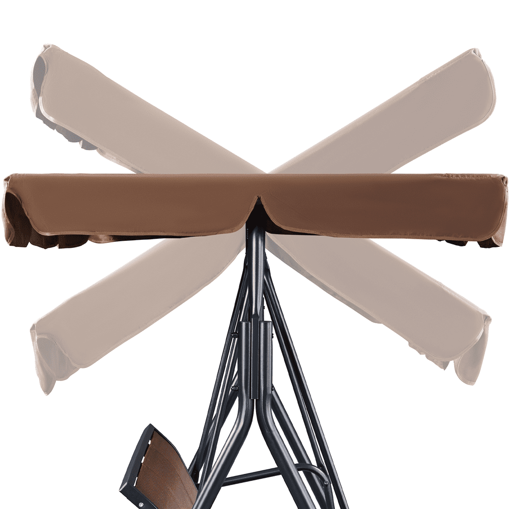 Renwick 3-Seat Outdoor Patio Swing Chair with Adjustable Canopy, Dark Brown