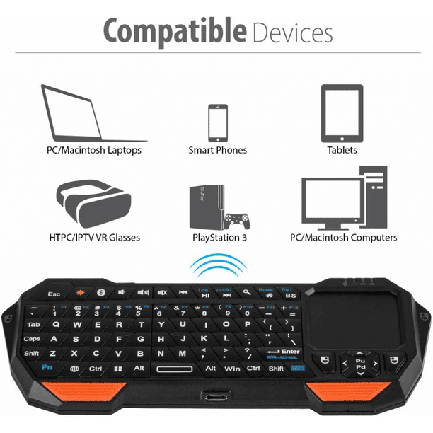 Fosmon Mini Clavier Bluetooth (Clavier QWERTY), Poids léger Portable sans  Fil avec pavé Tactile intégré, Compatible avec Apple TV, PS4, Lunettes  HTPC/IPTVVR, Smartphones et Plus : : Informatique