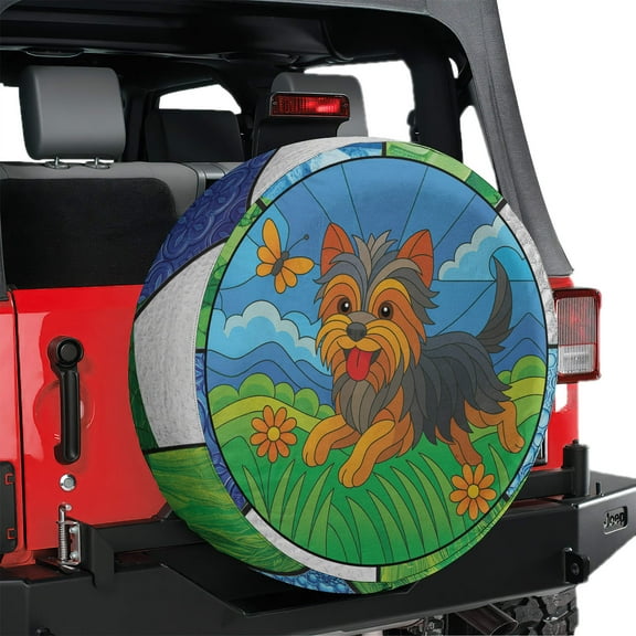 Lotusprinthandmade 3D Yorkshire Terrier Dog Spare Tire Cover Without Backup Camera Hole 6 Sizes (27 in.)