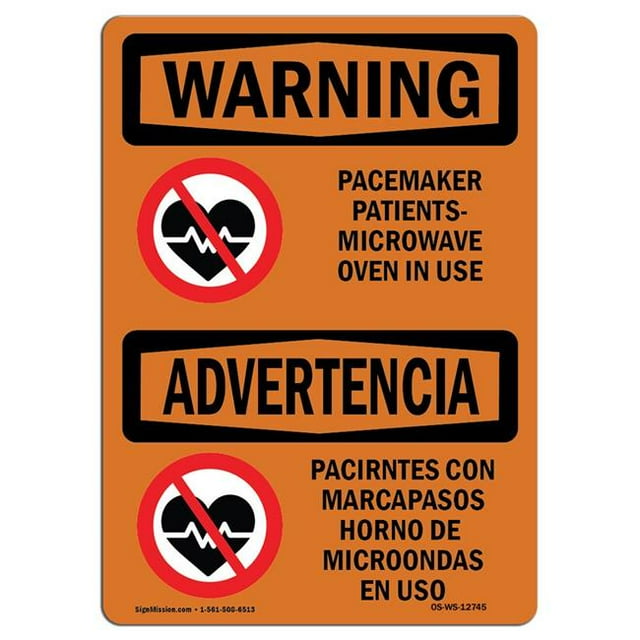 SignMission OS-WS-A-1824-L-12745 18 x 24 Po Signe d'Avertissement OSHA - Pacemaker Patients Bilingues
