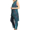 thumbnail image 4 of Sakkas Ivana Women's Oversized Draped Open Front Sleeveless Cardigan in Tie Dye - Teal - Plus Size, 4 of 5