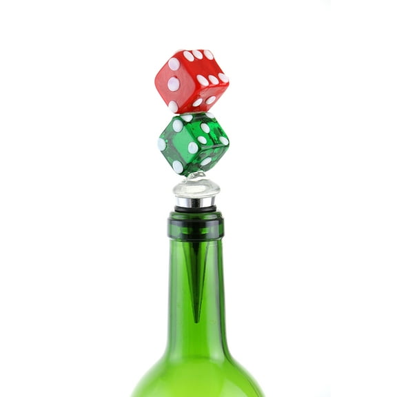 Murano Inspired Glass Dice and Gift Box Wine Bottle Stopper