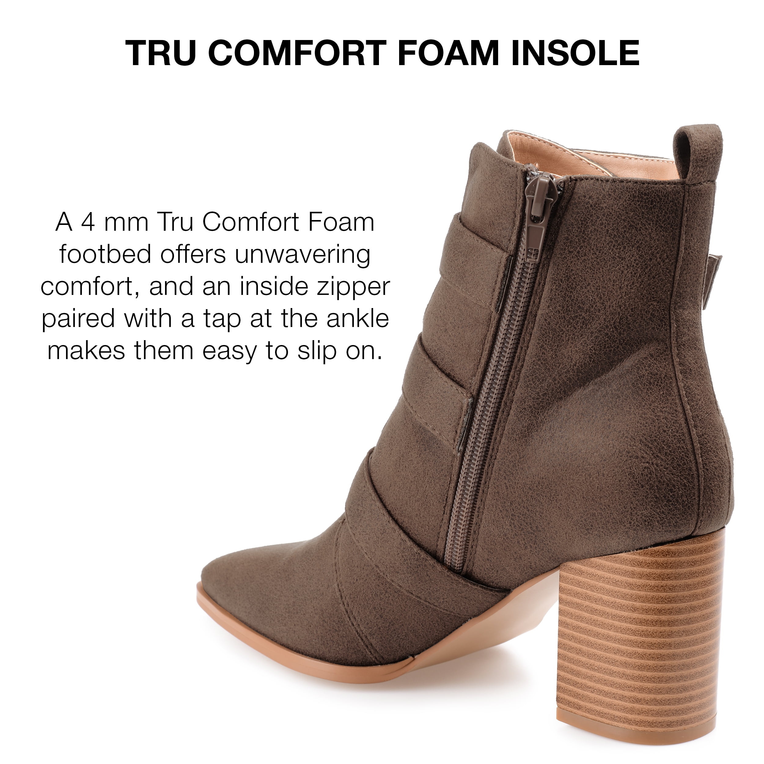 Journee Collection Womens Winsley Tru Comfort Foam Inside Zip Stacked Heel Booties