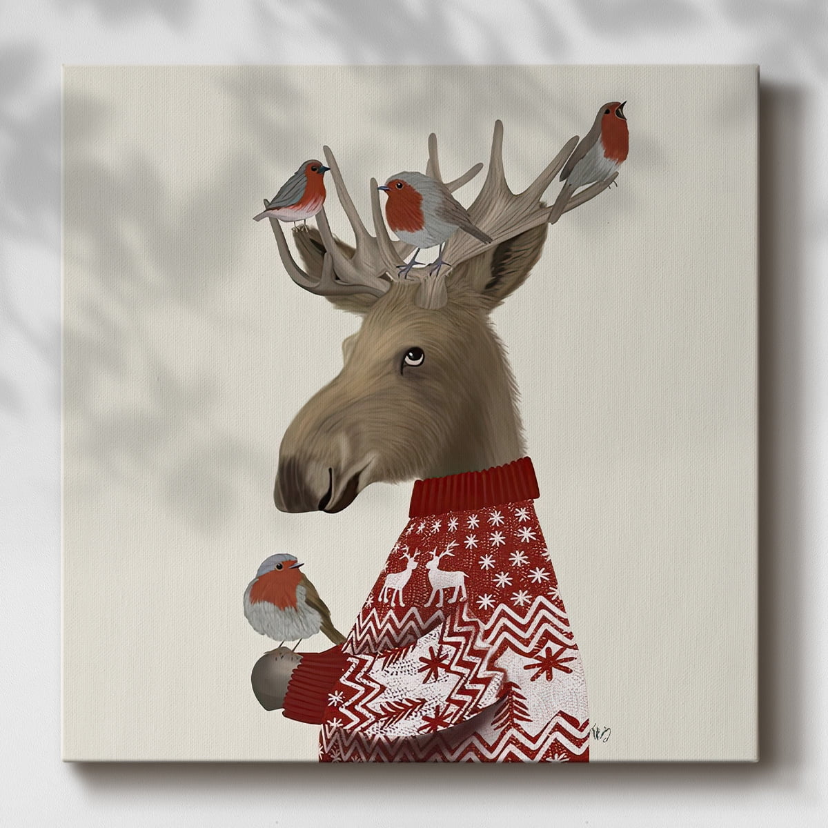 Moose and Robins- Gallery Wrapped Canvas