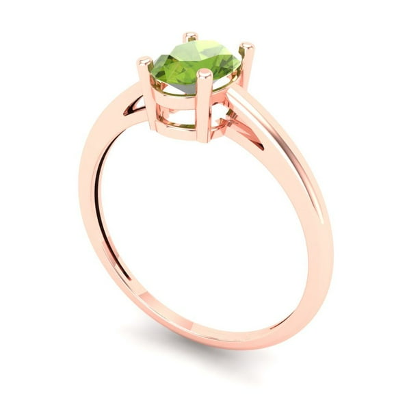 1 ct Oval Cut Natural Peridot Solitaire Engagement Ring for Women in 18K Rose Gold