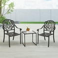 thumbnail image 2 of Gymax 4 Pieces Cast Aluminum Chairs Set of 2 Stackable Patio Dining Chairs w/ Armrests, 2 of 10