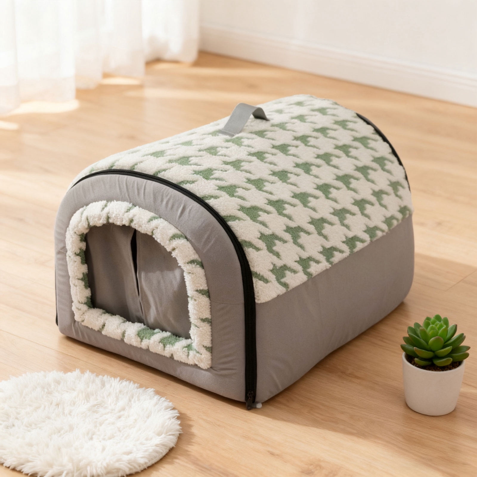 Orthopedic Enclosed Cat Bed with Removable Washable Cushion for Deep Warm Sleeping Indoor Pet Tent All Seasons Universal