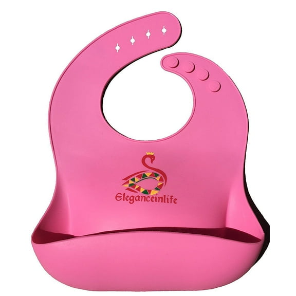 Baby Bibs Waterproof Silicone Soft Comfortable Keep Stains Off,Easily Rolls Up- pink
