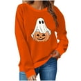 thumbnail image 2 of Sweatshirts for Women Plus Size Halloween Printed Round Neck Long Sleeved Sweatshirts,Tops for Women Orange XL, 2 of 6