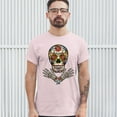 thumbnail image 3 of Tee Hunt Calavera Arms Crossed T-Shirt Dia de Los Muertos Day of The Dead Men's Tee, Light Pink, X-Large, 3 of 5