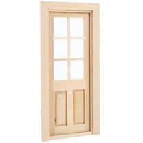 Soimiss Mini Dollhouse Decor Khaki Wooden PVC Miniature Door Interactive Design for DIY Decor 3.3 x 2.1 Inches
