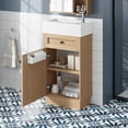 thumbnail image 2 of 18.5-inch Rustic Bathroom Vanity with Reversible Resin Sink, Soft-Close Doors & Adjustable Shelf, Space-Saving MDF Cabinet, Wood Grain Finish for Small Bathrooms, Apartments, 2 of 10