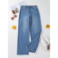 thumbnail image 3 of Jeans de pierna ancha de cintura alta con dobladillo deshilachado para mujer Sidefeel, 3 of 9
